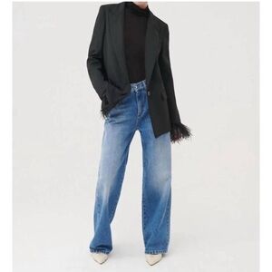 MARELLA cecco blazer in black, Feather trim Sz10